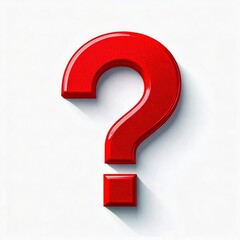 Stylish red question mark on white background.