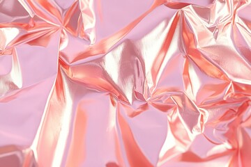 A reflective and crumpled foil in vibrant pink color