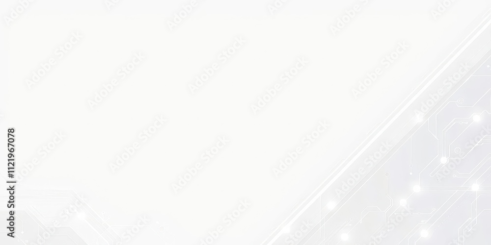 Poster sleek and minimalist white backdrop with glowing digital circuits, pattern, style