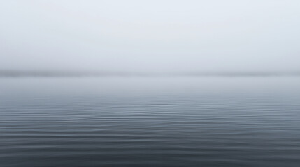 Fototapeta premium A misty morning at Loch Ness with the faint outline of the monster visible in the distance, blending into the gray waters