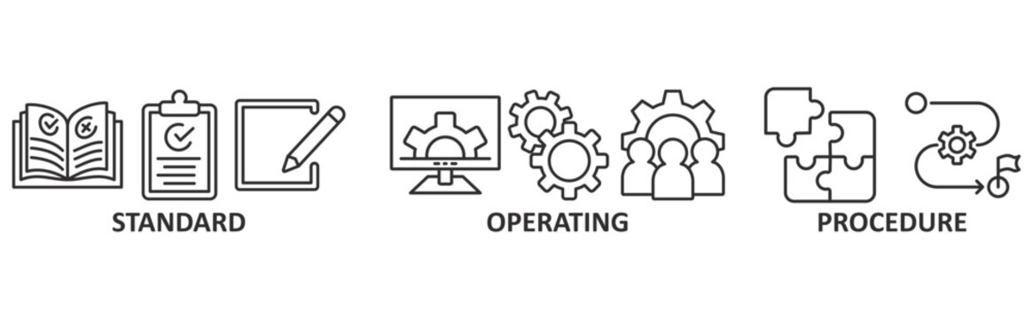 SOP icon set illustration concept with icon of standard, operating, procedure