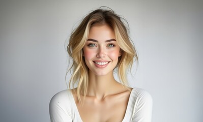 Naklejka premium Beauty blonde sensual woman portrait. Beauty portrait of a young sexy woman.