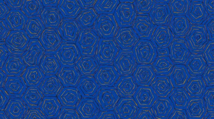 Stylish hexagon pattern in blue and gold, perfect for backgrounds, textures, or modern design projects