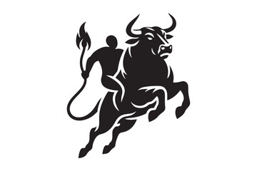 Obraz premium Vector Bull Silhouette Bold and Dynamic Symbol of Strength and Perseverance