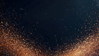 Fototapeta premium Copper-colored sparks or glitter, spreading outward on a dark background.