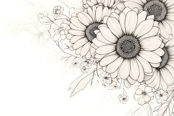 Fototapeta premium Elegant Floral Line Art Design