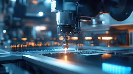 Custom machinery being tested in a high-tech manufacturing environment.