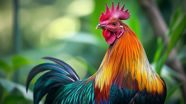 Bright dark Indian rooster (Seval Erkul) feathers close up view.