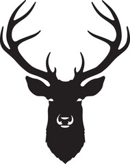 Deer head black silhouette stag vector illustration on white background.