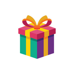 Fototapeta premium Gift box color icon vector on White Background ,Vector Art Illustration on white background.