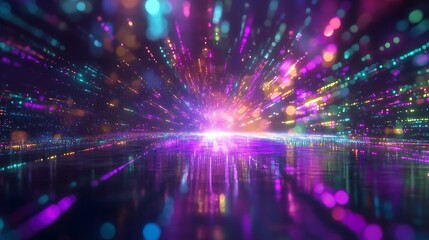 Obraz premium A holographic logo floating in a sleek, high-tech environment, with digital particles glowing softly