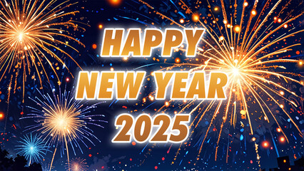 Happy New Year 2025 - Festive Fireworks