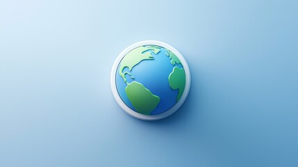 Fototapeta premium Earth Minimalist Design Icon with Green Continents and Blue Oceans on Gradient Background