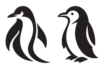 Fototapeta premium Penguin Silhouette Set Diverse Poses in Vector Design