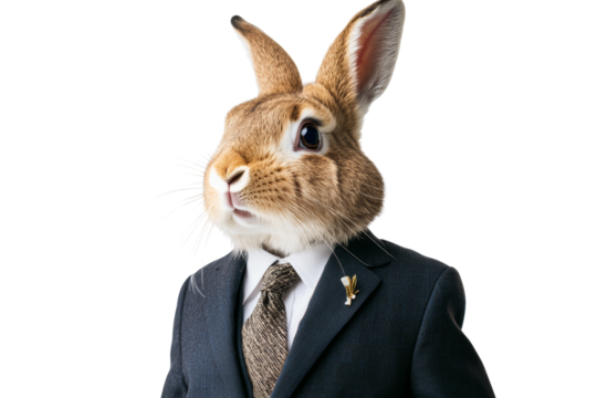 A rabbit in a business suit, combining professionalism with whimsy, perfect for creative themes of work-life balance and imagination.