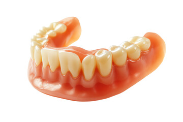 Fototapeta premium A realistic representation of a set of dentures on a transparent background, showcasing dental care and oral health.
