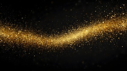 Fototapeta premium A golden, swirling stream of particles against a black background.