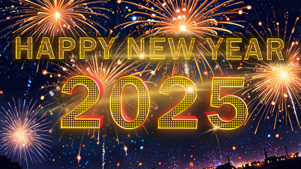 Happy new year 2025 fireworks