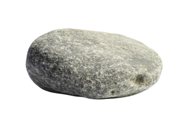 A smooth, gray river rock on a white isolated background, perfect for natural decor or design concepts.