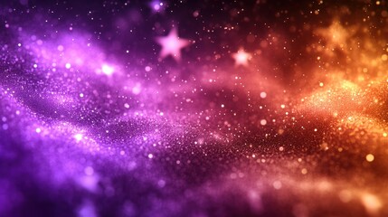 Fototapeta premium Abstract glitter background with vibrant color gradient and shimmering stars.