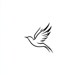 Obraz premium Simple line art drawing of a bird in flight.