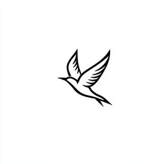 Obraz premium Simple line art illustration of a bird in flight.