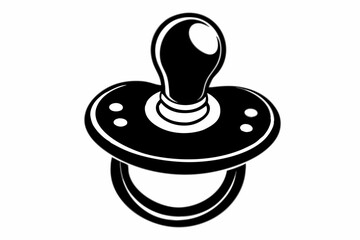 Silhouette Design of a Baby Pacifier with Rounded Nipple and Ring Handle in a Minimalist Playful Style