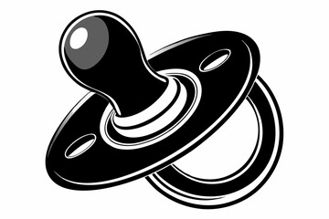 Silhouette Design of a Baby Pacifier with Rounded Nipple and Ring Handle in a Minimalist Playful Style