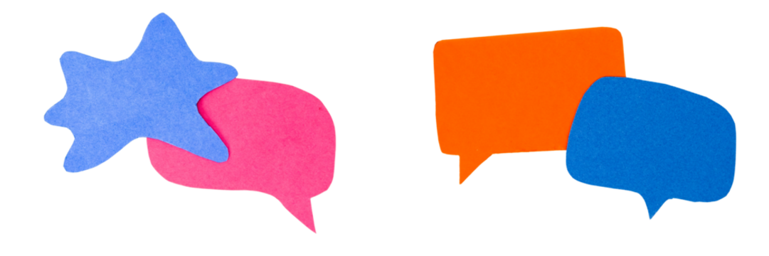 Vibrant speech bubbles on white background, colorful shapes on transparent background, Vector, PNG - Powered by Adobe