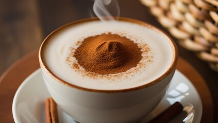 Obraz premium Steaming Salep Cup With Cinnamon Powder