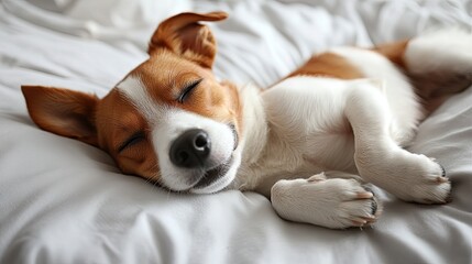 Obraz premium A dog lying on its back represents relaxation, happiness, playfulness, and pet wellness