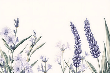Naklejka premium Delicate Lavender and Floral Botanical Art