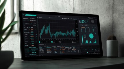 Modern digital art featuring minimalist trading platform dashboard illustration