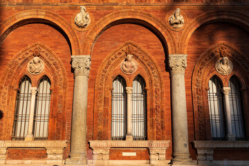 The facade of the university building. Milan
