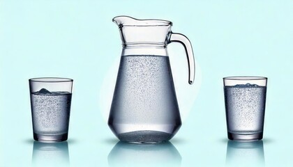 Refreshing water pitcher with glasses.