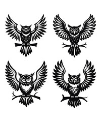 Obraz premium Owl silhouette vector illustrations