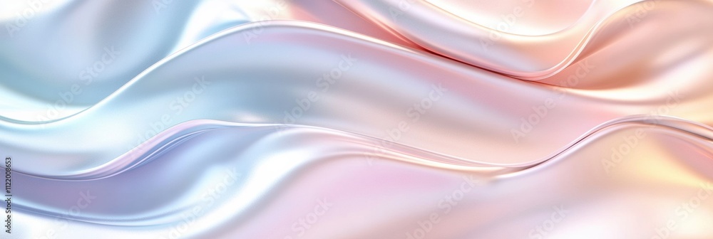 Poster flowing shapes in gentle pastel colors create a serene abstract backdrop, perfect for mockups and cr