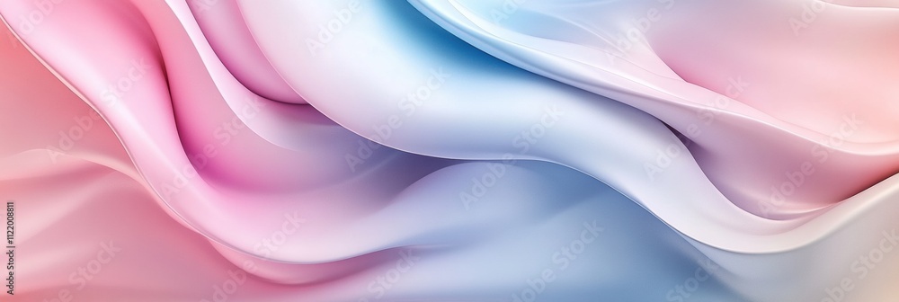 Poster soft pastel hues seamlessly blend in a dynamic 3d abstract design, offering stylish copy space perfe
