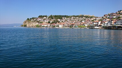 Fototapeta premium View from a boat trip on Lake Ohrid