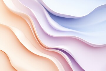 Obraz premium Soft pastel colored waves flow seamlessly in this abstract design, providing an elegant backdrop ideal for showcasing products and ideas. Generative AI