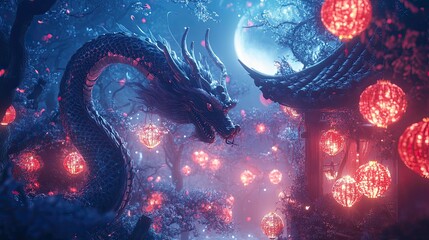 Fototapeta premium New Year's interior with dragons in Chinese style