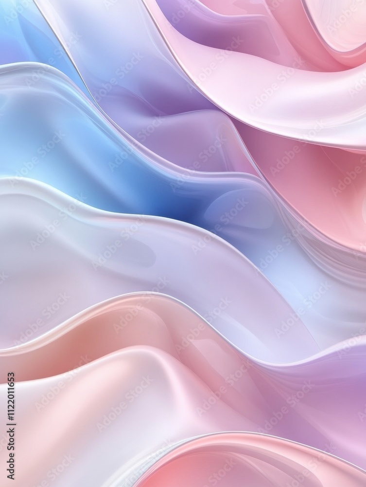 Aufkleber colorful waves blend gently in shades of pink and blue, creating a calm and modern abstract backgrou