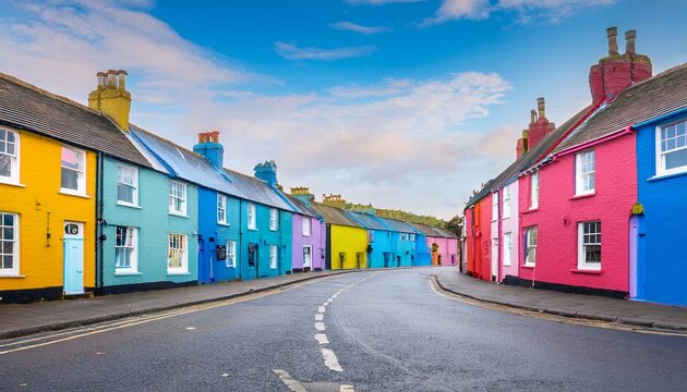 Calle colorida que acaba en curva
