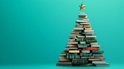 Creative Christmas Tree of Books with Minimalist Style