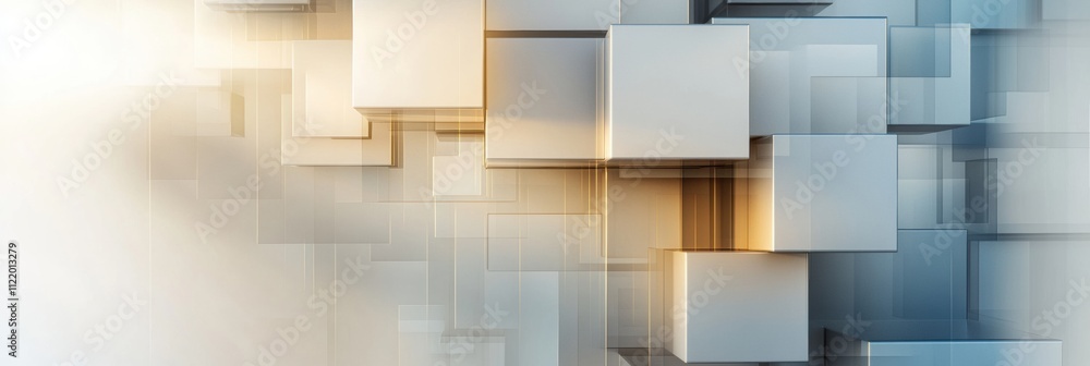 Aufkleber cubes in a 3d abstract arrangement create a modern, visually appealing mockup with plenty of copy sp
