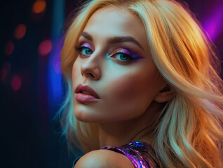 Naklejka premium portrait of a woman in close in a club