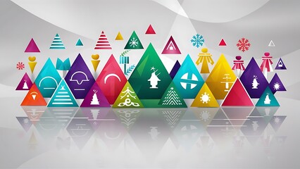 Brochure design, abstract annual report, business vector template. Cover modern layout, flyer in A4 with colourful triangular shapes for holiday, festival, party with light background.