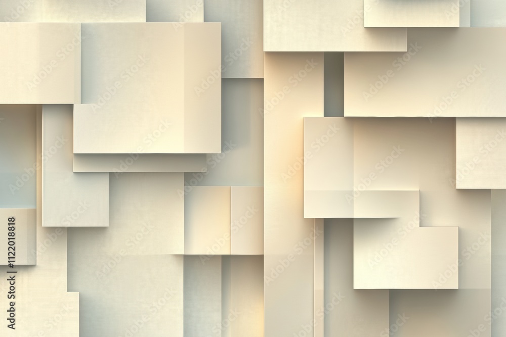 Aufkleber this 3d abstract composition features layered geometric shapes in neutral tones, offering ample spac