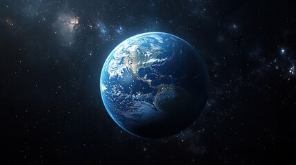 Obraz premium A blue Earth is shown with other elements against a dark background