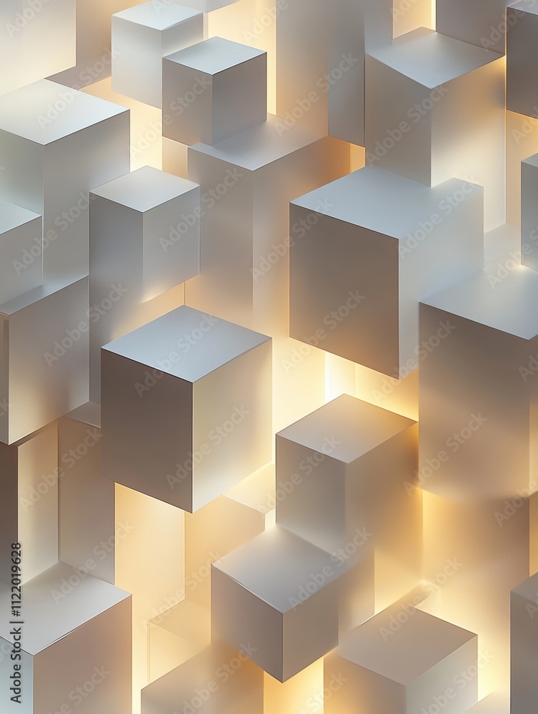 Aufkleber this vibrant 3d abstract mockup showcases illuminated cubes that create a contemporary and engaging 